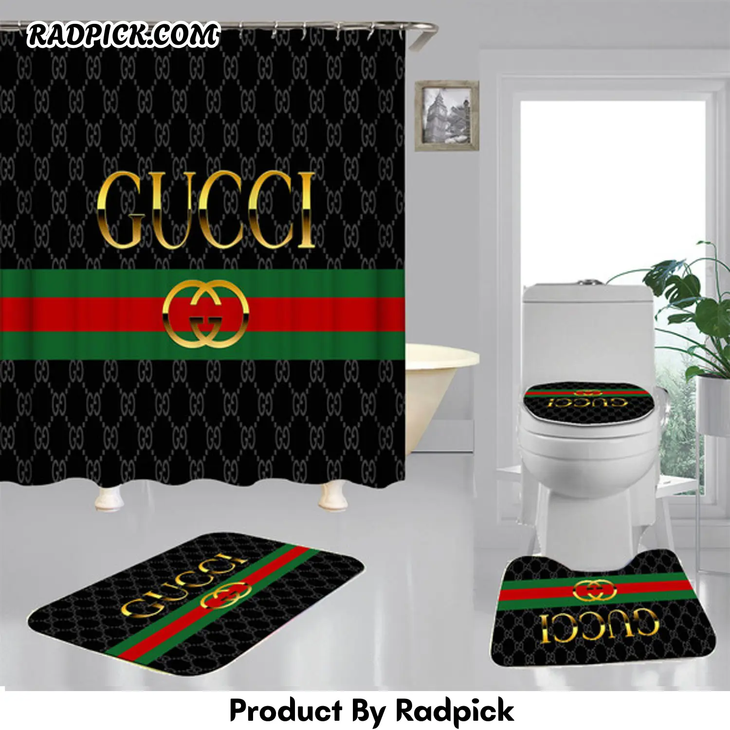 Gucci gc shower curtain waterproof luxury bath mat sets v16  rp387761